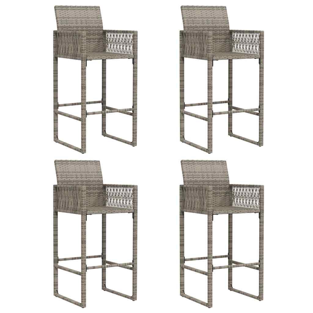 5 Piece Garden Bar Set without Cushions Grey Poly Rattan Acacia