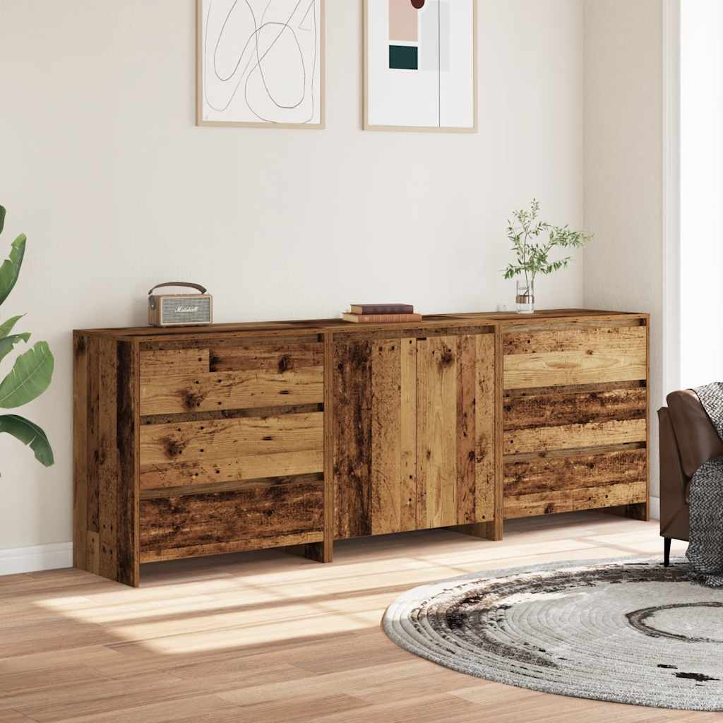 3 Piece Sideboard Old Wood Engineered Wood