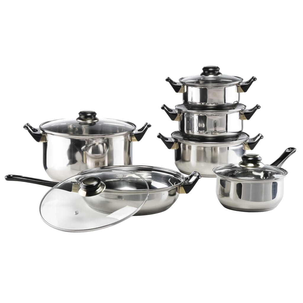 12 Piece Cookware Set Stainless Steel