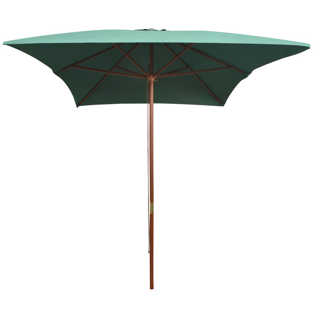 Garden Parasol 200x300 cm Wooden Pole Green