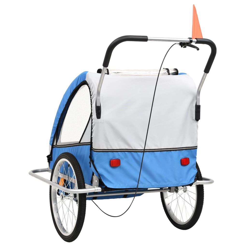2-in-1 Bike Trailer & Stroller Blue and Grey