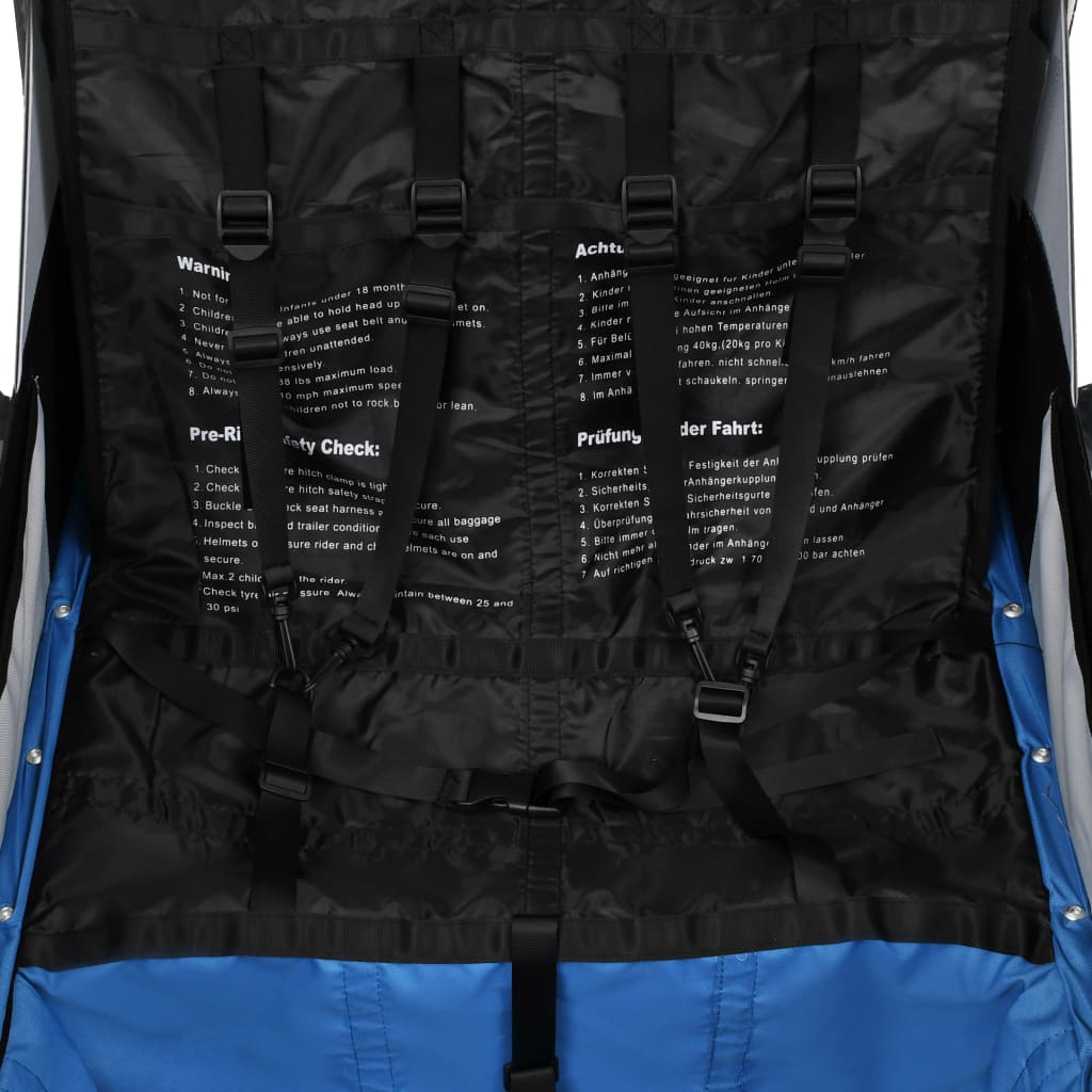 2-in-1 Bike Trailer & Stroller Blue and Grey