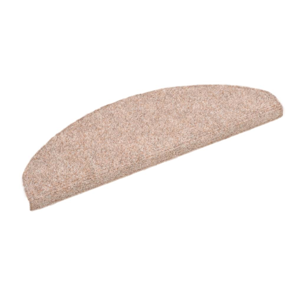 15 pcs Self-adhesive Stair Mats Needle Punch 65x21x4 cm Cream