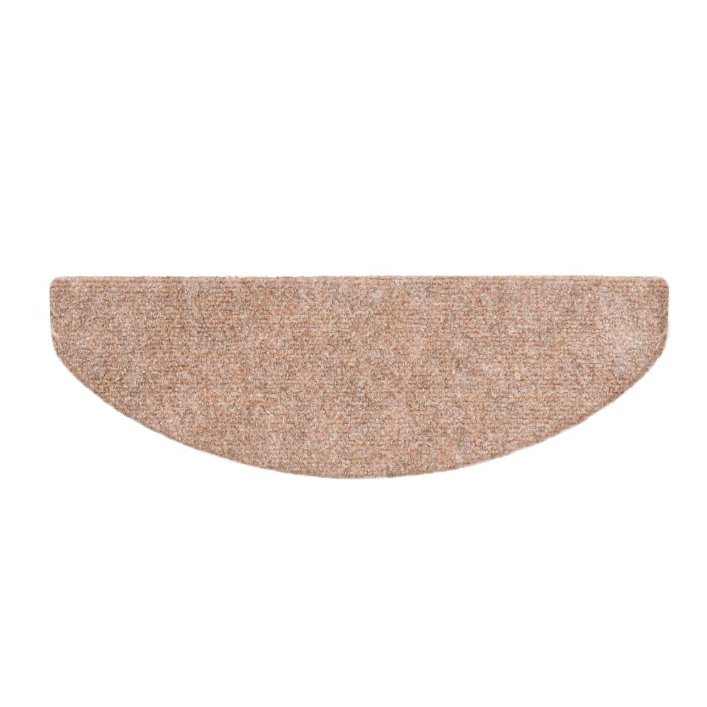 15 pcs Self-adhesive Stair Mats Needle Punch 65x21x4 cm Cream