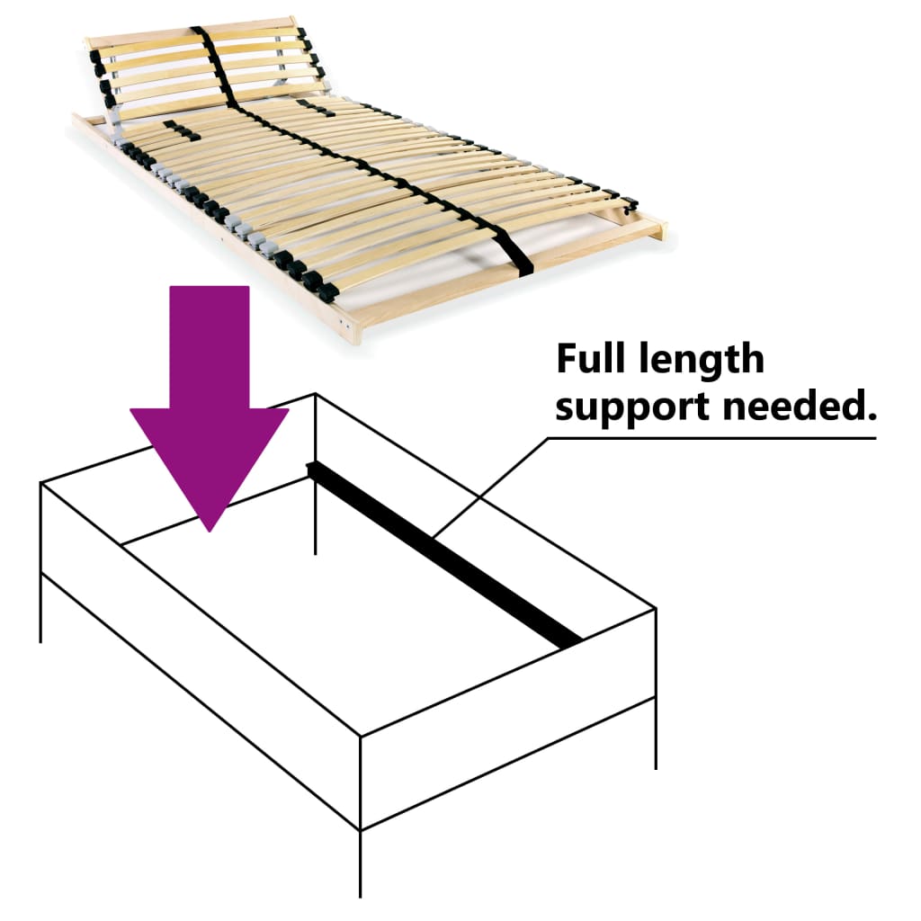 Slatted Bed Base without Mattress with 28 Slats 7 Zones 70x200 cm