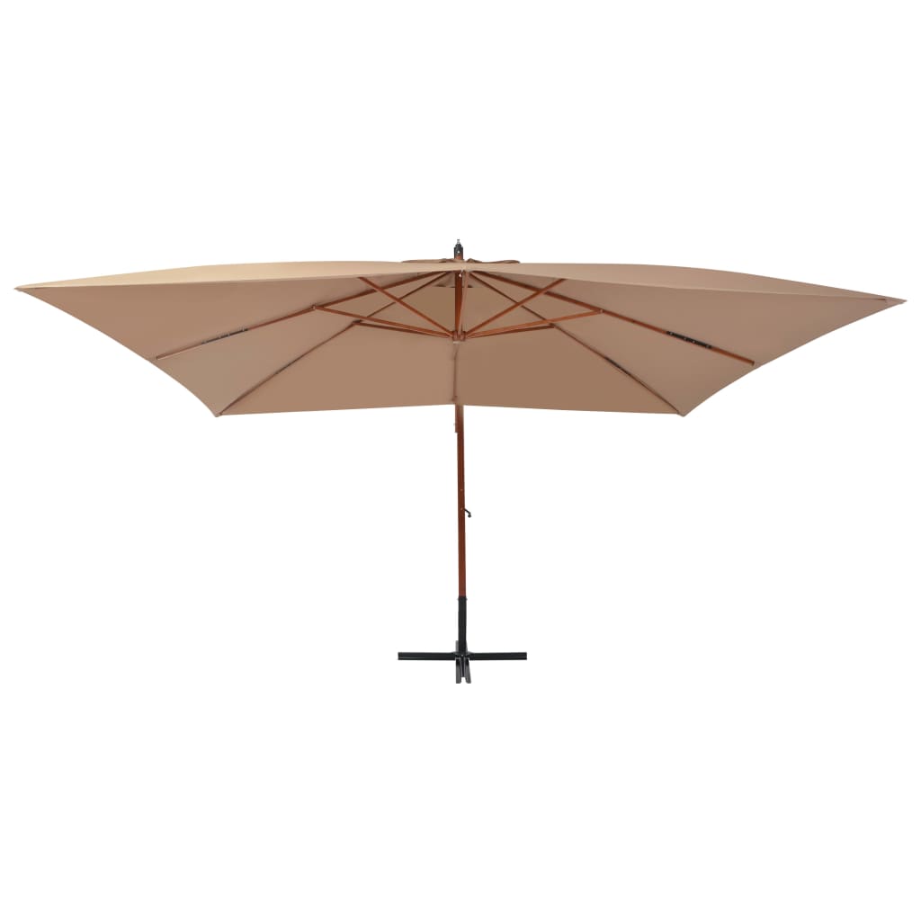 Cantilever Garden Parasol with Wooden Pole 400x300 cm Taupe