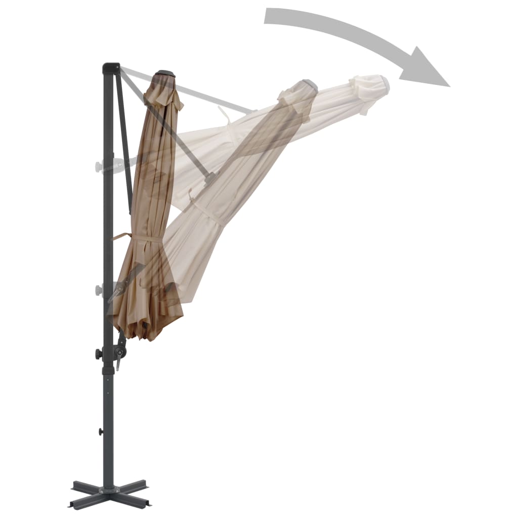 Cantilever Garden Parasol with Aluminium Pole Taupe 300 cm