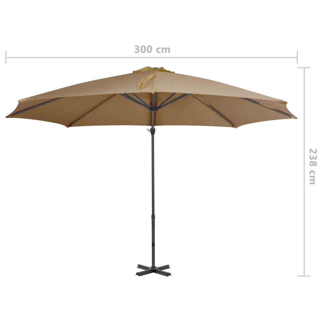 Cantilever Garden Parasol with Aluminium Pole Taupe 300 cm