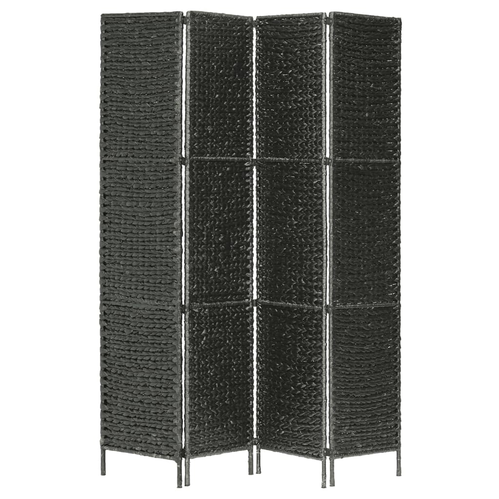 4-Panel Room Divider Black 154x160 cm Water Hyacinth