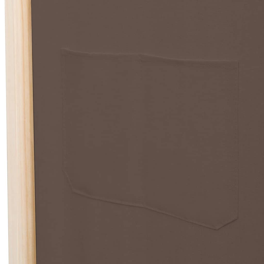 5-Panel Room Divider Brown 200x170x4 cm Fabric