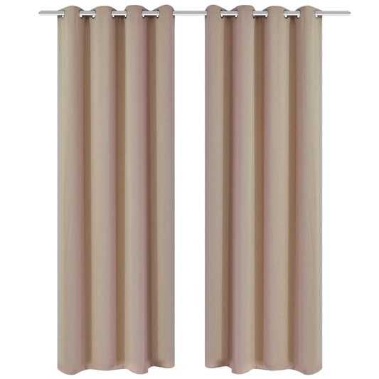 2 pcs Cream Blackout Curtains with Metal Rings 135 x 245 cm