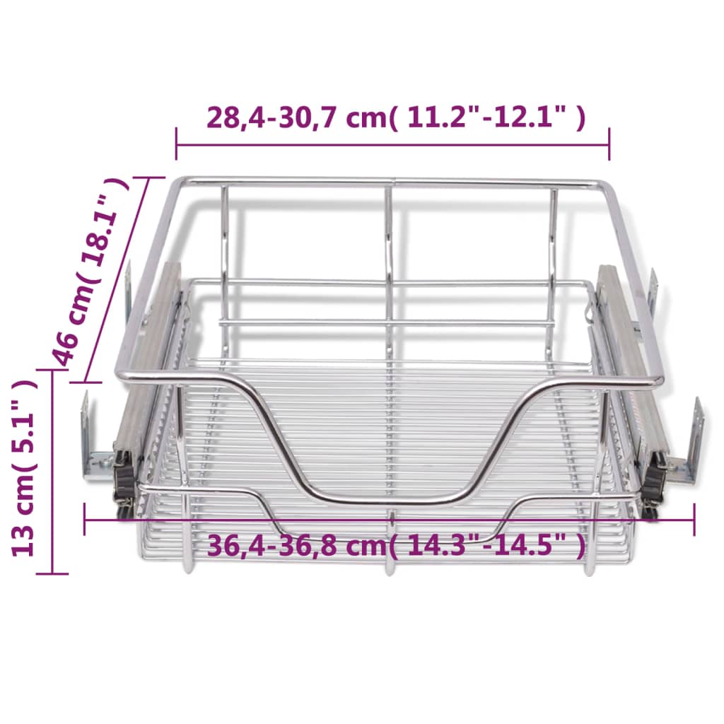 Pull-Out Wire Baskets 2 pcs Silver 400 mm