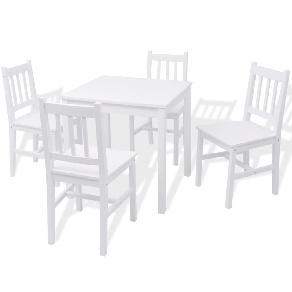 Five Piece Dining Set Pinewood White