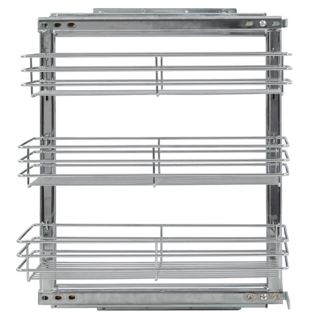 3-Tier Pull-out Kitchen Wire Basket Silver 47x25x56 cm