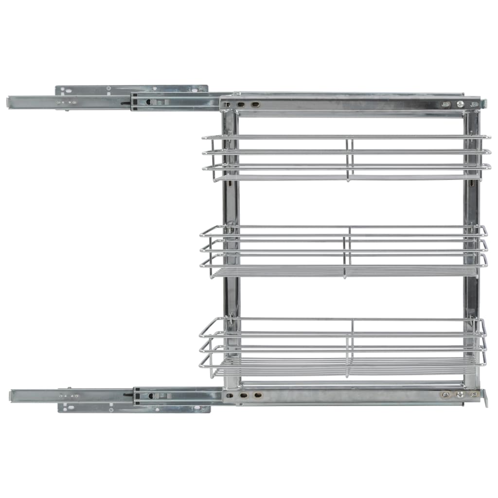 3-Tier Pull-out Kitchen Wire Basket Silver 47x25x56 cm