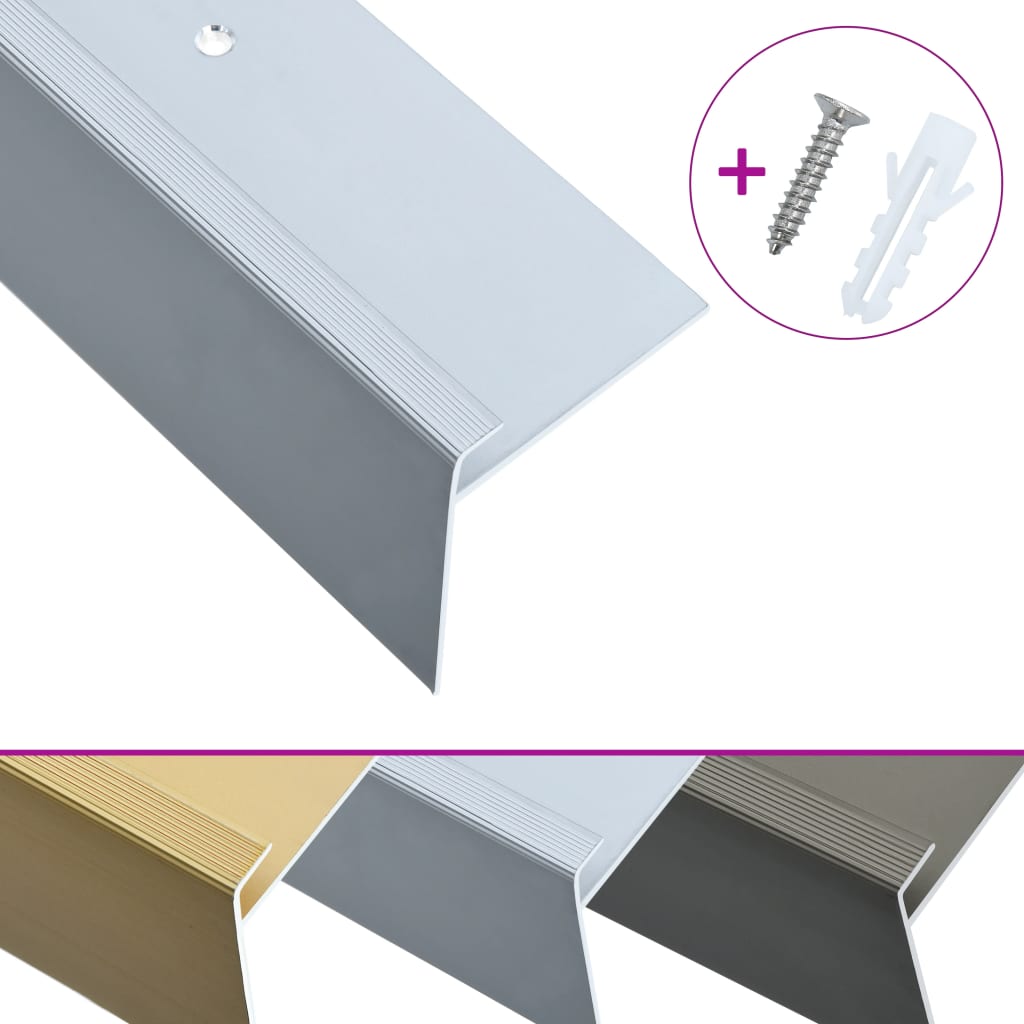 F-shape Stair Nosings 15 pcs Aluminium 134 cm Silver
