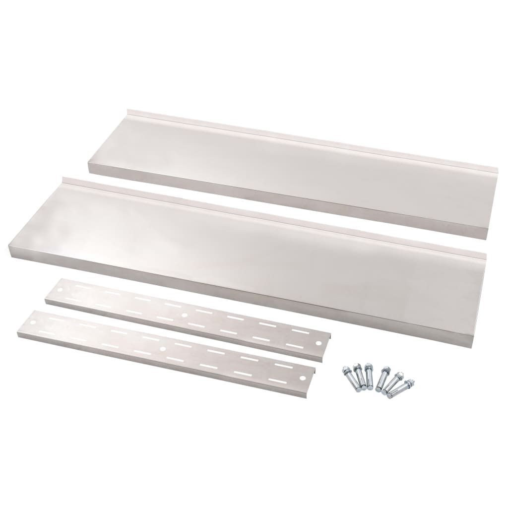 2-Tier Floating Wall Shelf Stainless Steel 120x30 cm