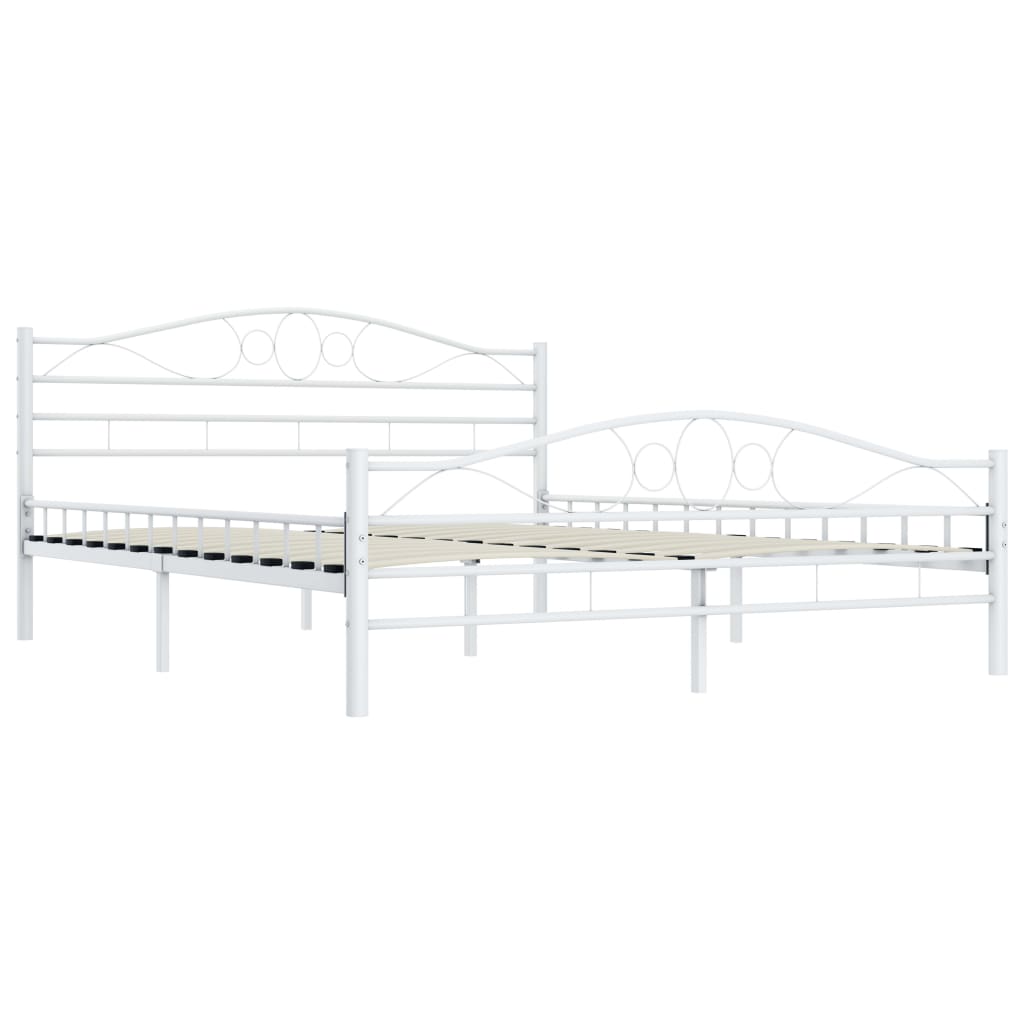 285303 vidaXL Bed Frame White Metal 140x200 cm