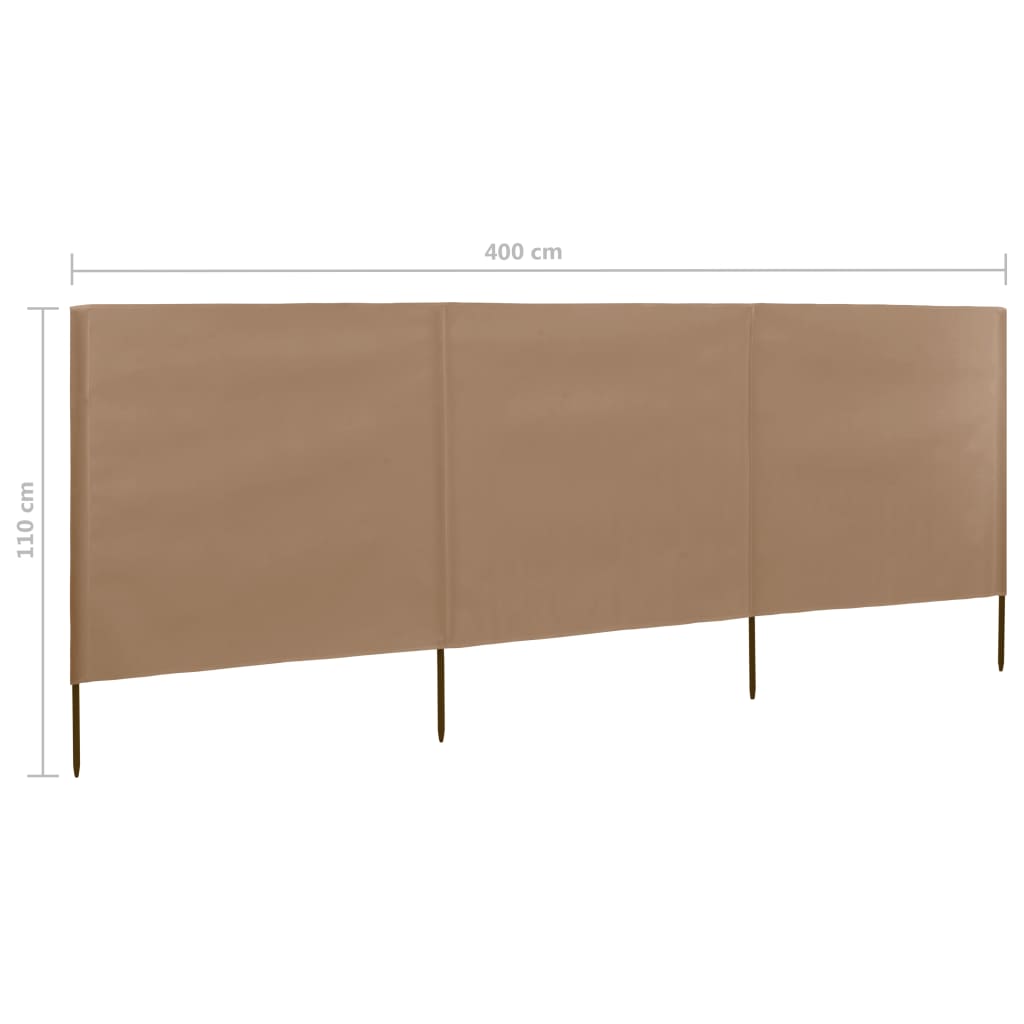 3-panel Wind Screen Fabric 400x80 cm Taupe