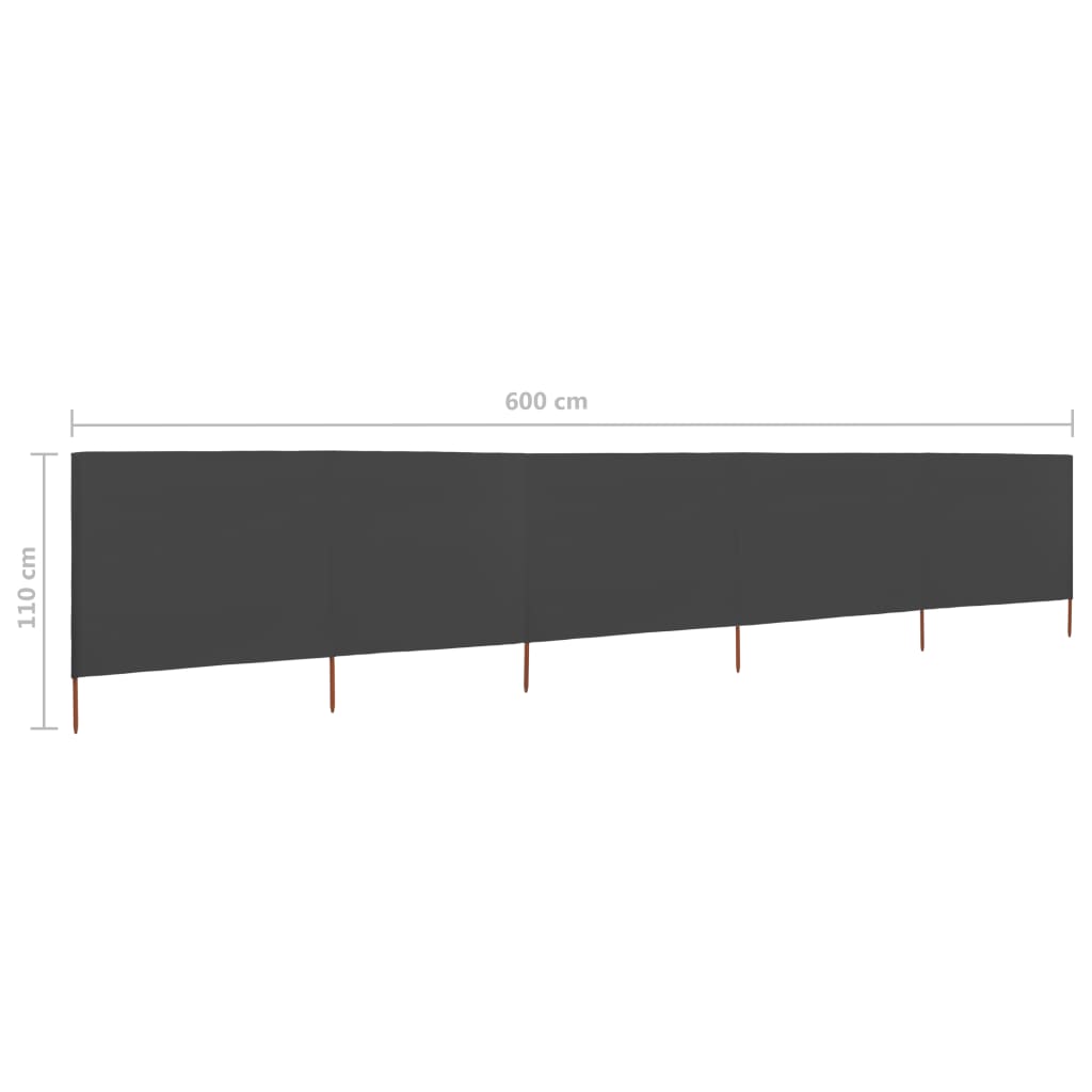 5-panel Wind Screen Fabric 600x80 cm Anthracite