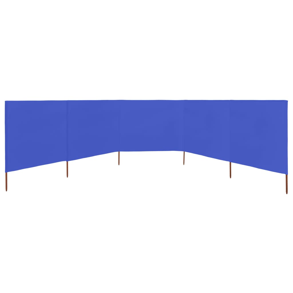 5-panel Wind Screen Fabric 600x160 cm Azure Blue