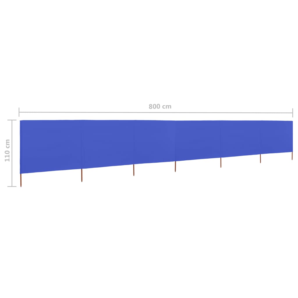 6-panel Wind Screen Fabric 800x80 cm Azure Blue