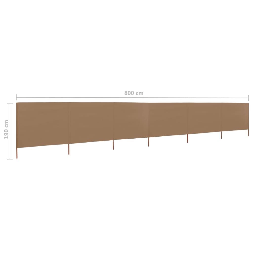 6-panel Wind Screen Fabric 800x160 cm Taupe