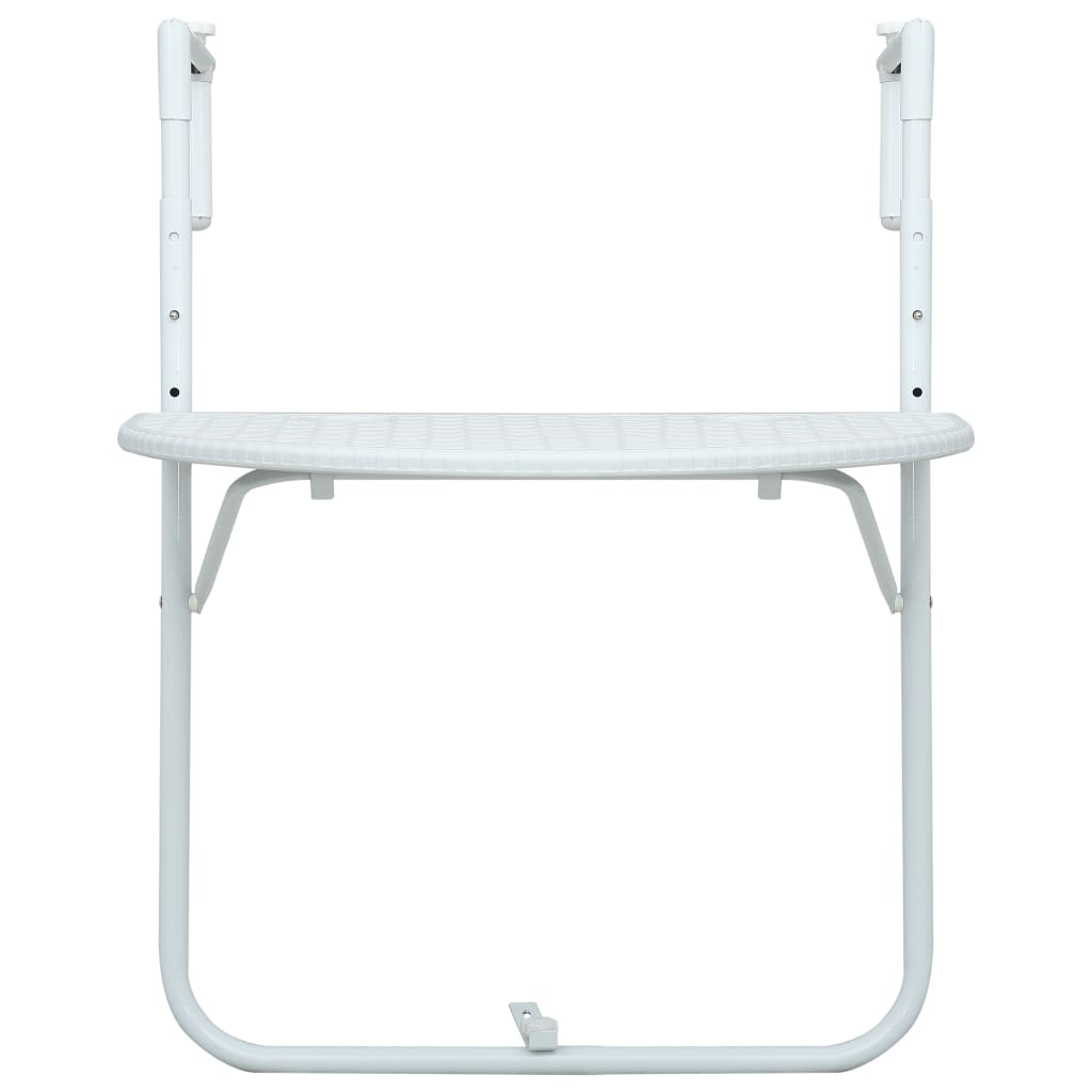 Hanging Balcony Table White 60x64x83.5 cm Plastic Rattan Look