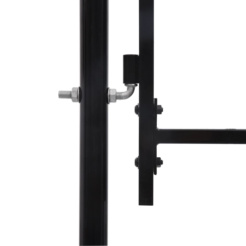 Fence Gate Single Door with Arched Top Steel 1x2 m Black