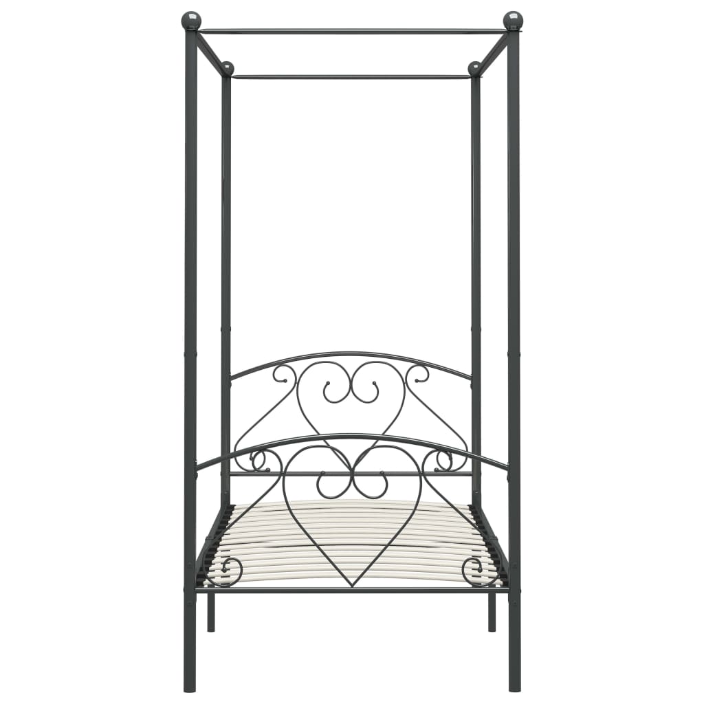 284442 vidaXL Canopy Bed Frame without Mattress Grey Metal 120x200 cm