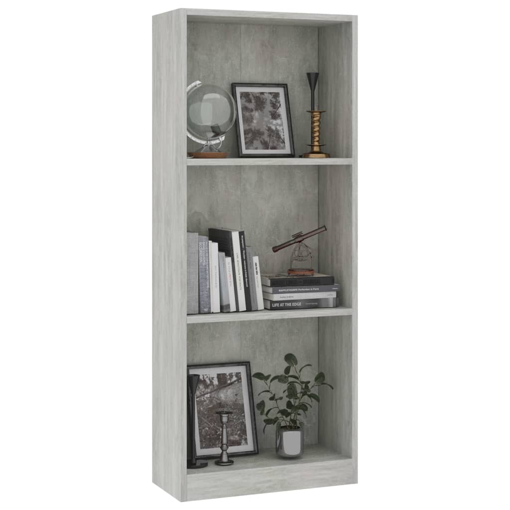 3-Tier Book Cabinet Concrete Grey 40x24x109 cm Engineered Wood