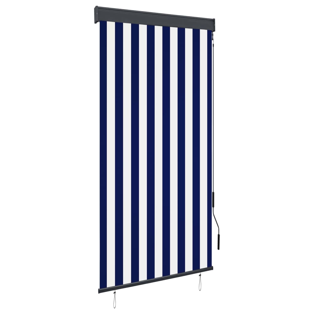 Outdoor Roller Blind 80x250 cm Blue and White