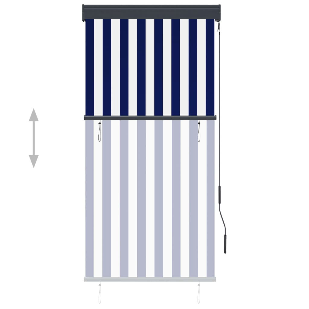 Outdoor Roller Blind 80x250 cm Blue and White