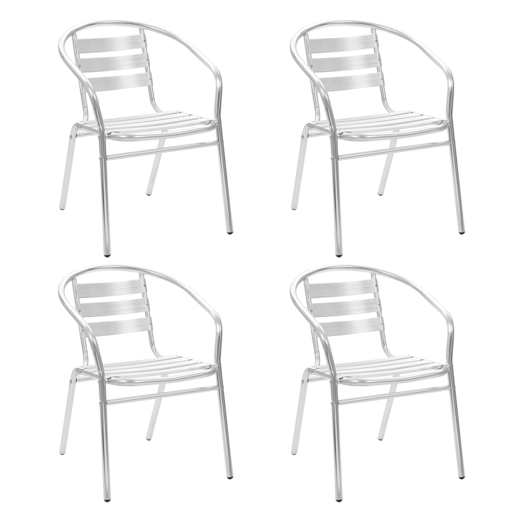 5 Piece Outdoor Dining Set Aluminium Silver