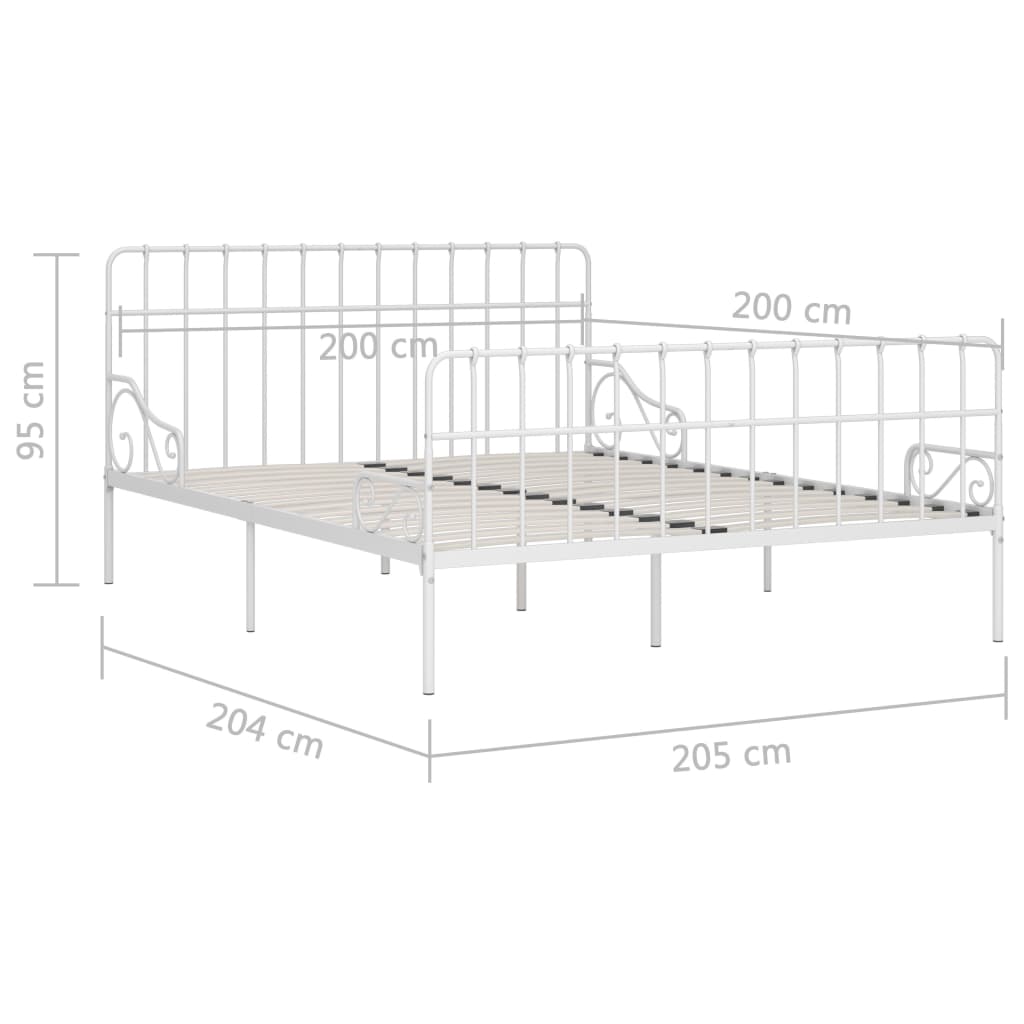 Bed Frame without Mattress with Slatted Base White Metal 200x200 cm