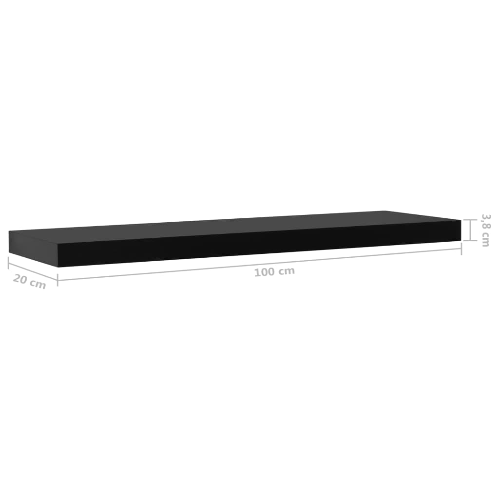 Floating Wall Shelves 2 pcs Black 100x20x3.8 cm