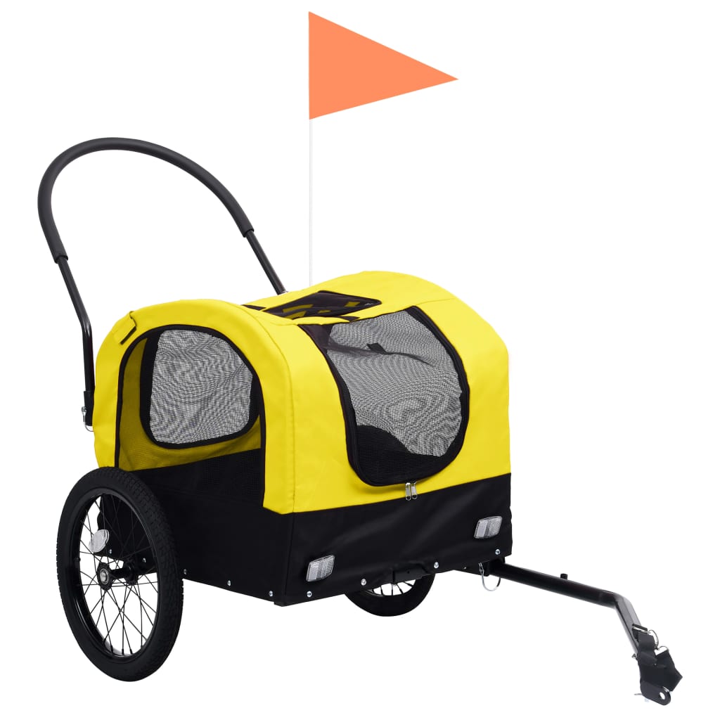 2-in-1 Pet Bike Trailer & Jogging Stroller Yellow and Black