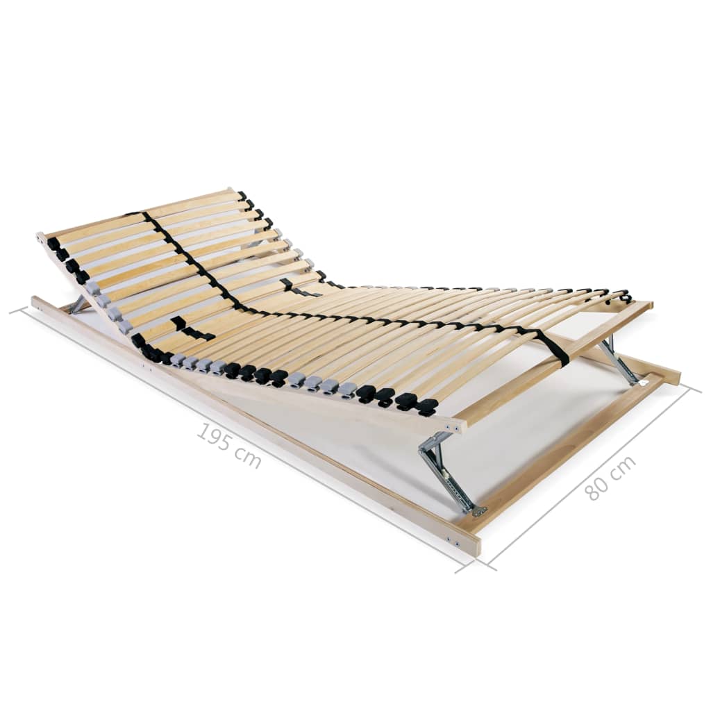 Slatted Bed Bases without Mattress 2 pcs with 28 Slats 80x200 cm