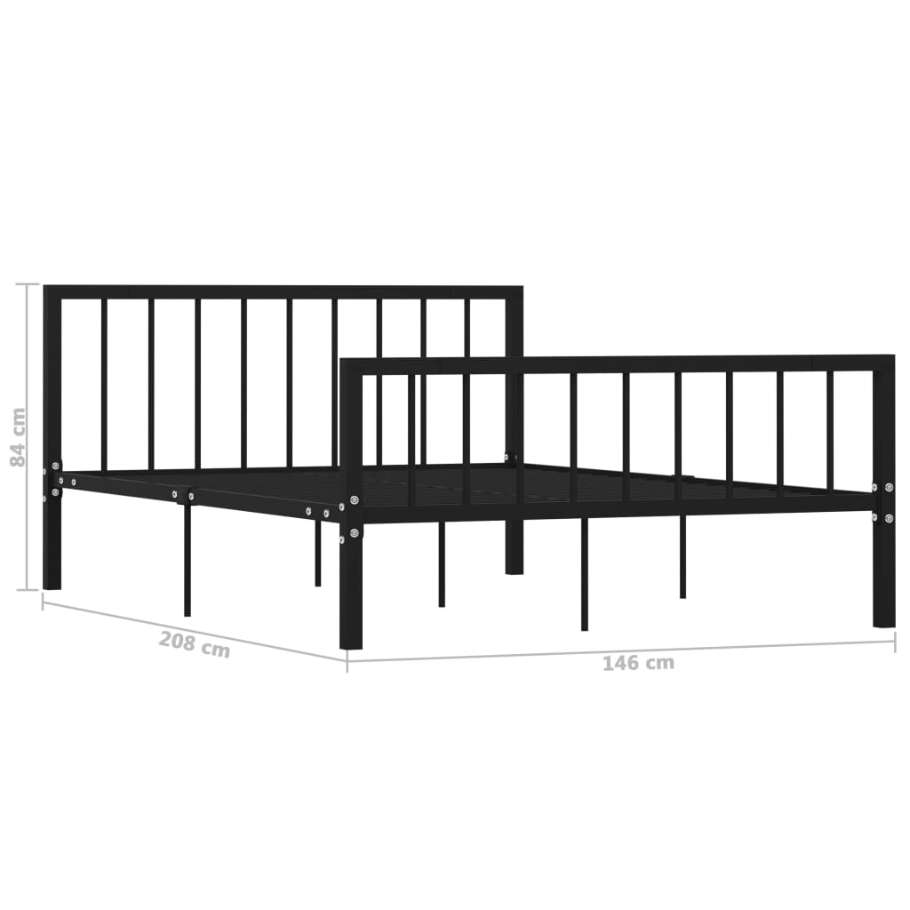 284571 vidaXL Bed Frame without Mattress Black Metal 140x200 cm