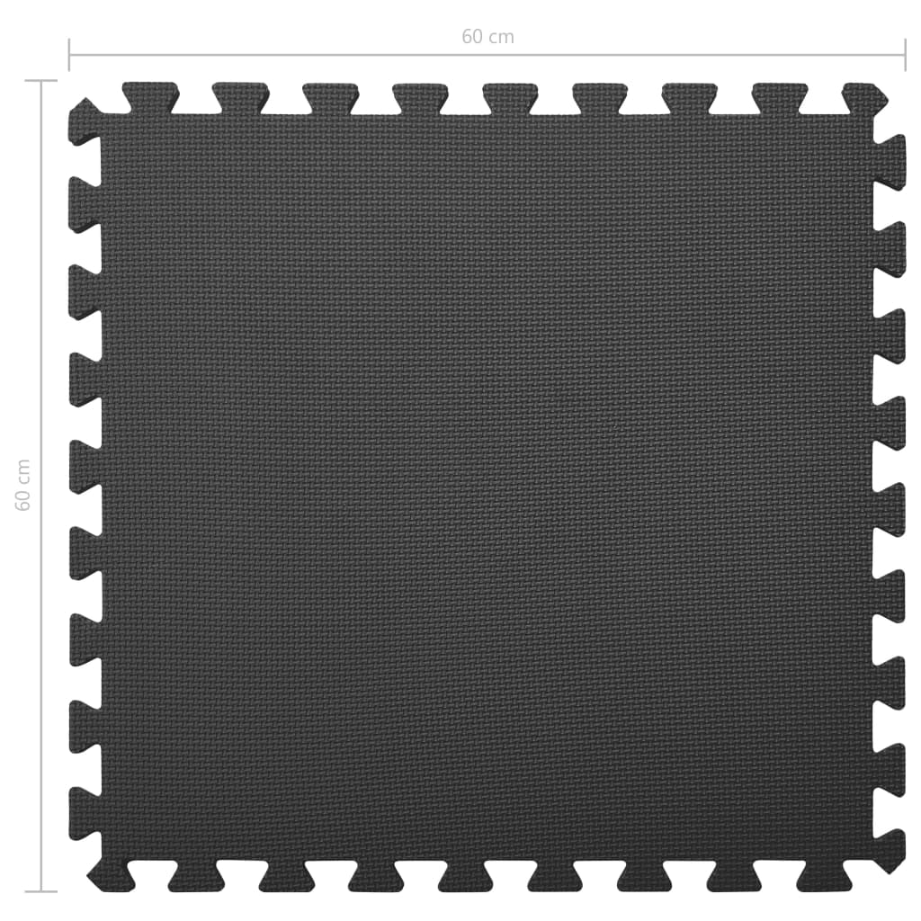 Floor Mats 12 pcs 4.32 ㎡ EVA Foam Black