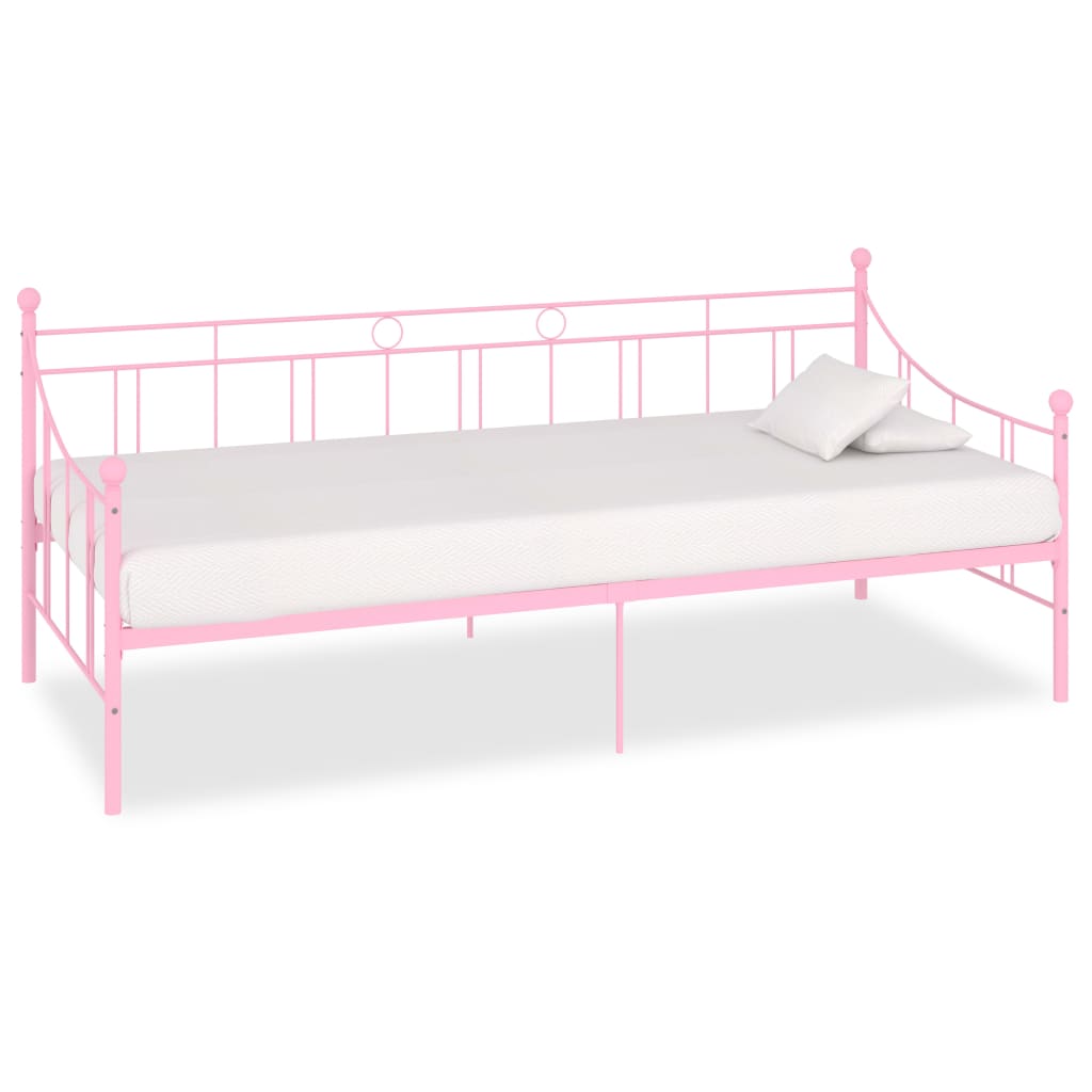 284671 vidaXL DayBed Frame without Mattress Pink Metal 90x200 cm