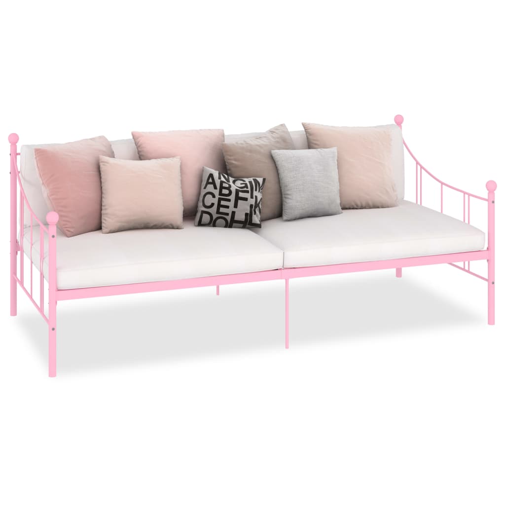 284671 vidaXL DayBed Frame without Mattress Pink Metal 90x200 cm