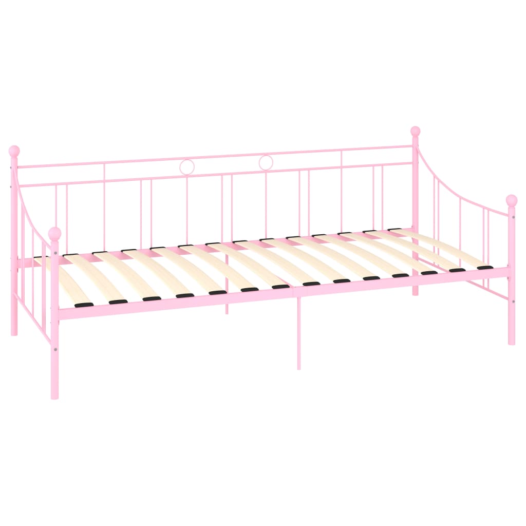 284671 vidaXL DayBed Frame without Mattress Pink Metal 90x200 cm