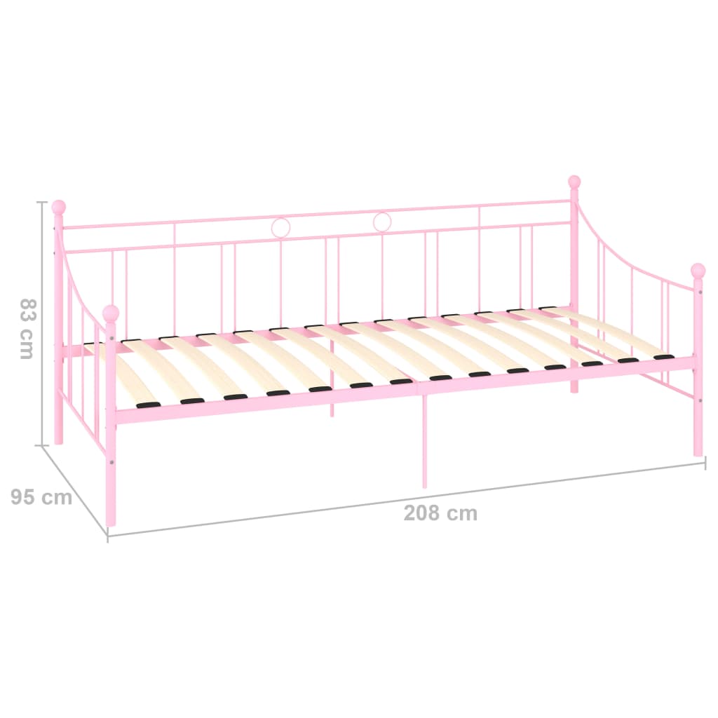 284671 vidaXL DayBed Frame without Mattress Pink Metal 90x200 cm