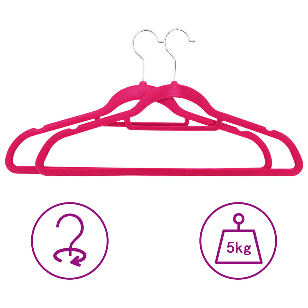 50 pcs Clothes Hanger Set Anti-slip Pink Velvet