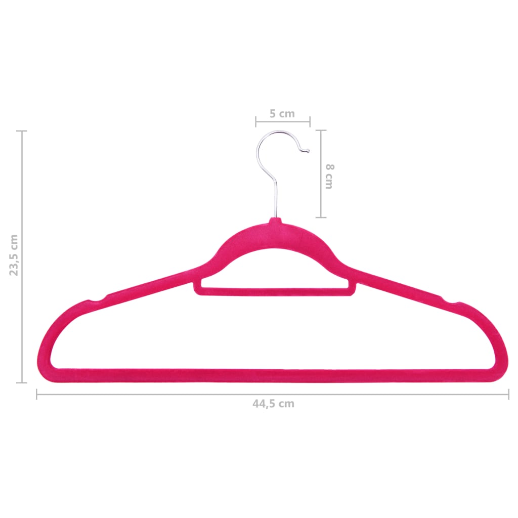 50 pcs Clothes Hanger Set Anti-slip Pink Velvet