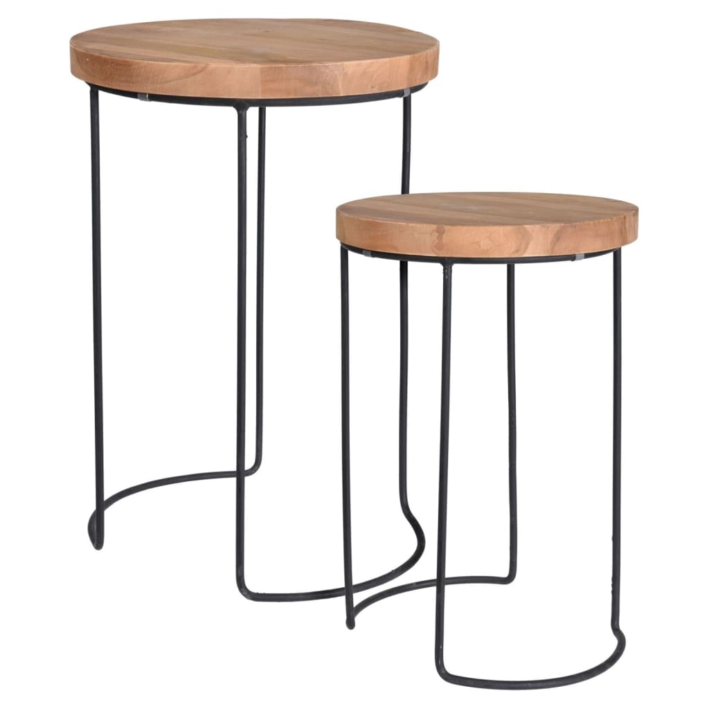 2 Piece Side Table Set Teak