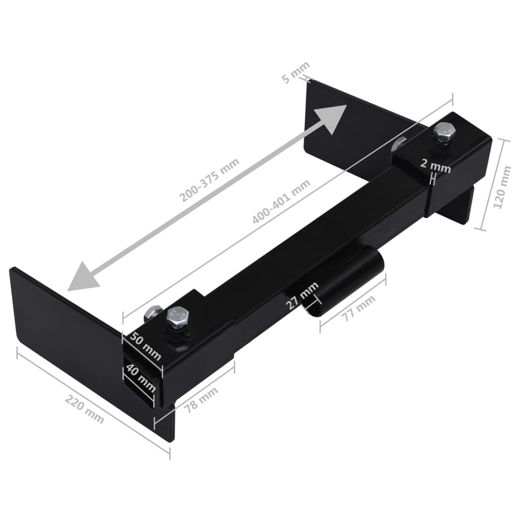 Snow Plow Adapter for Lawn Mower Black