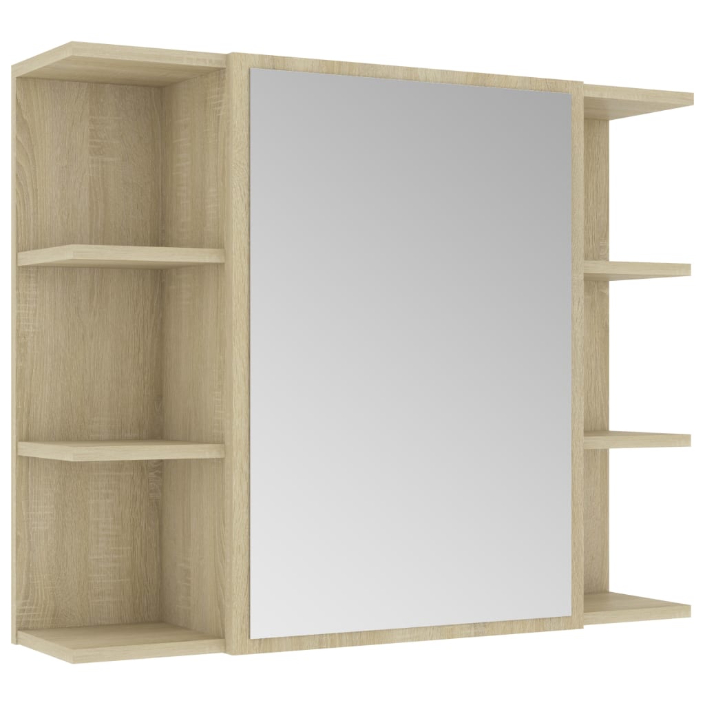 Bathroom Mirror Cabinet Sonoma Oak 80x20.5x64 cm Engineered Wood
