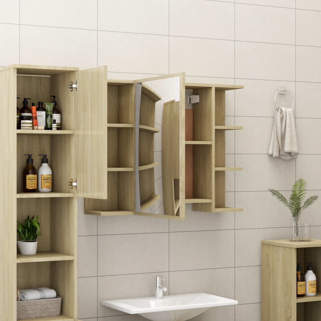 Bathroom Mirror Cabinet Sonoma Oak 80x20.5x64 cm Engineered Wood